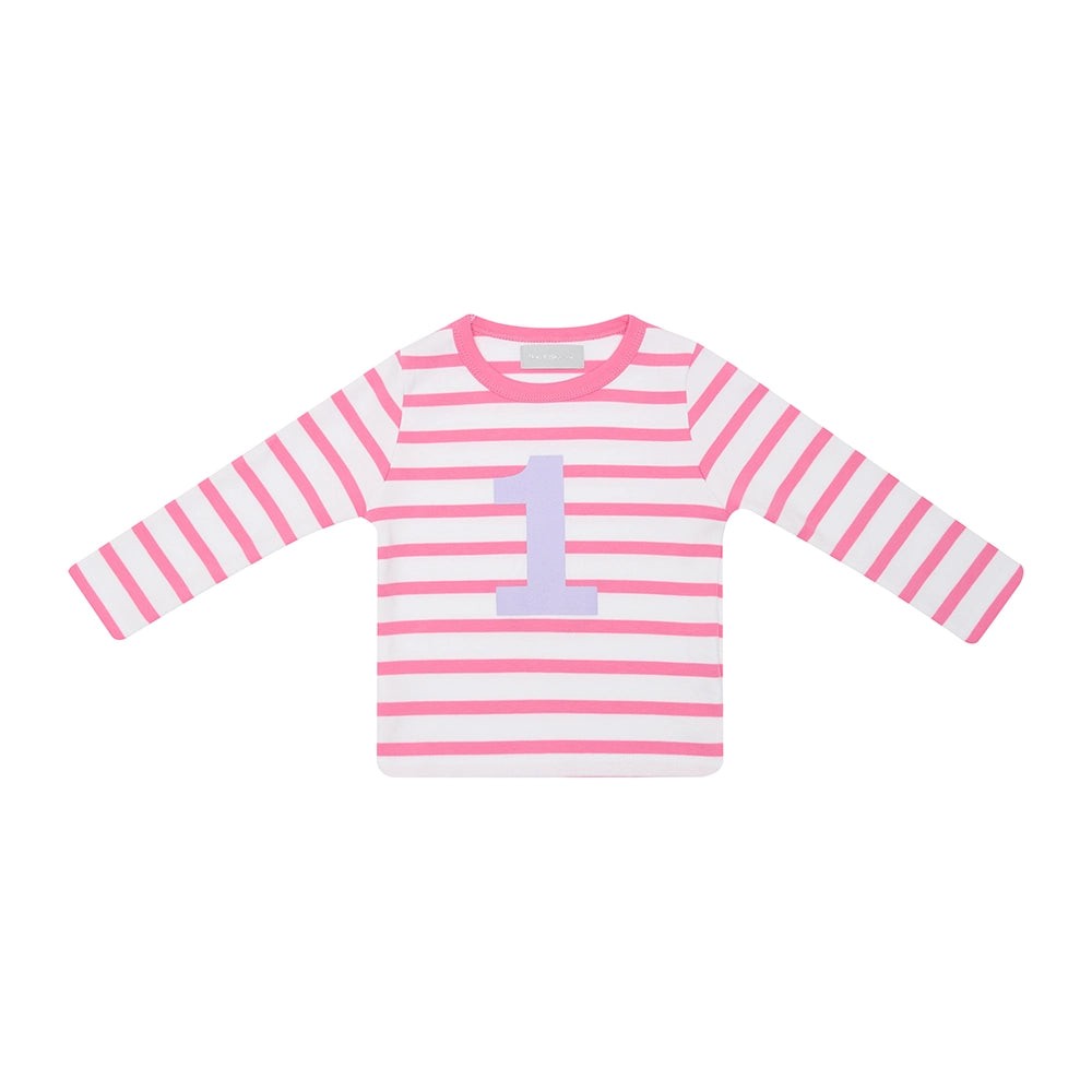 Hot Pink & White Striped Numbers Shirt