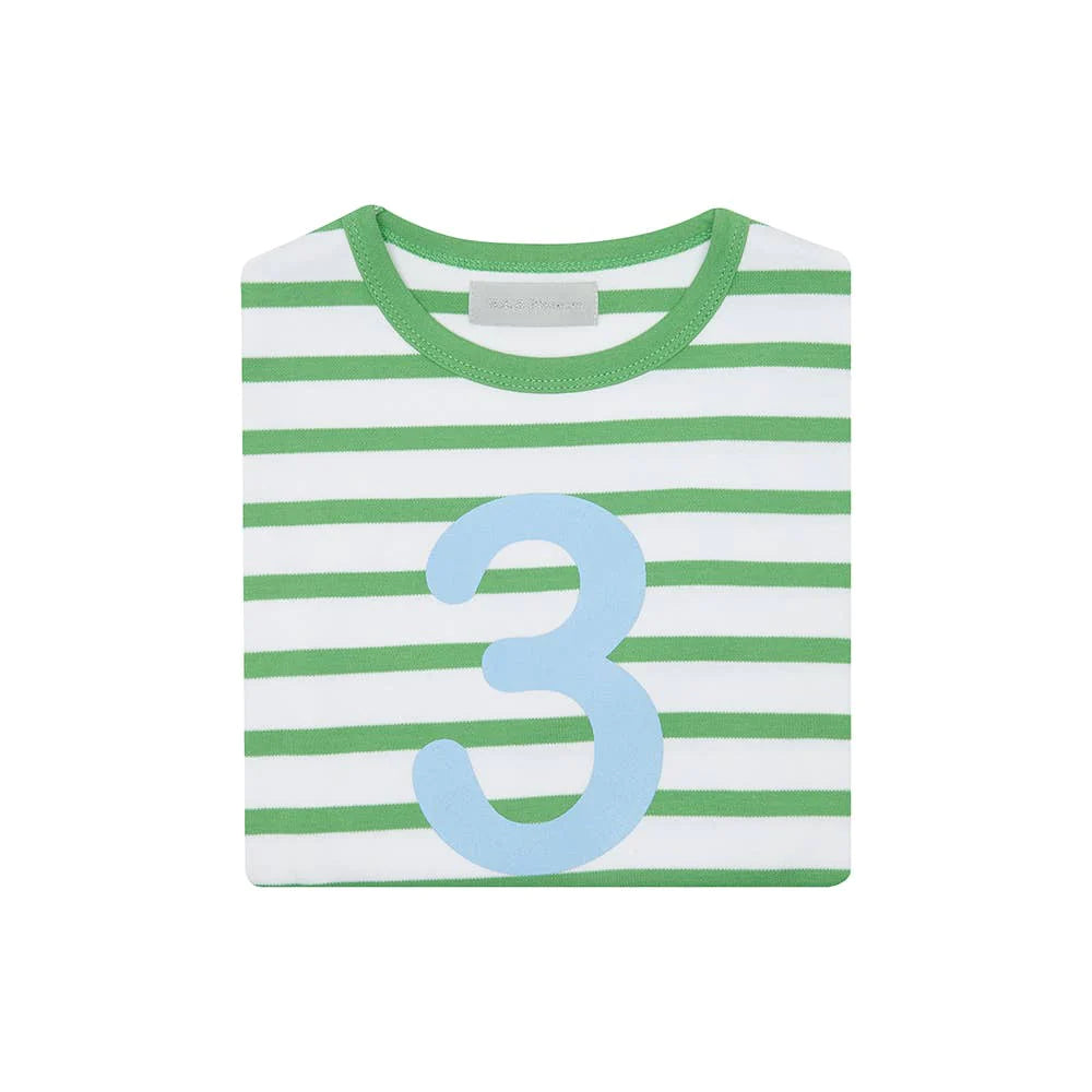 Grass Green & White Striped Numbers Shirt