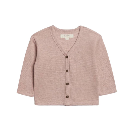 Wells Waffle Knit Cardigan - Petal Pink