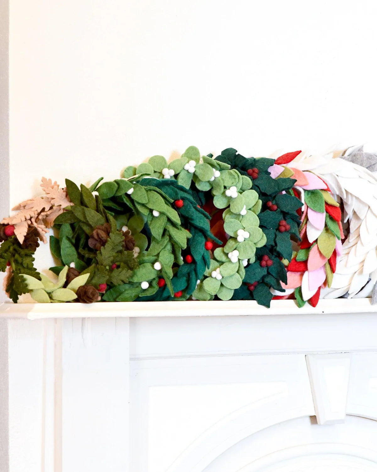 Felt Pine Cones & Holly Wreath