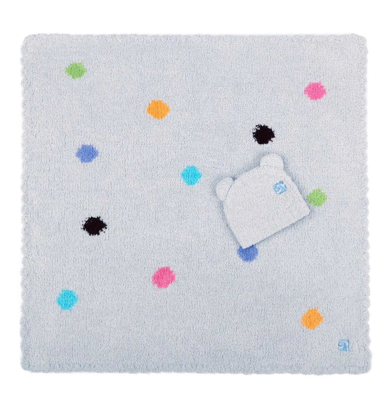 Blue Polka Dot with Bear Cap Blanket