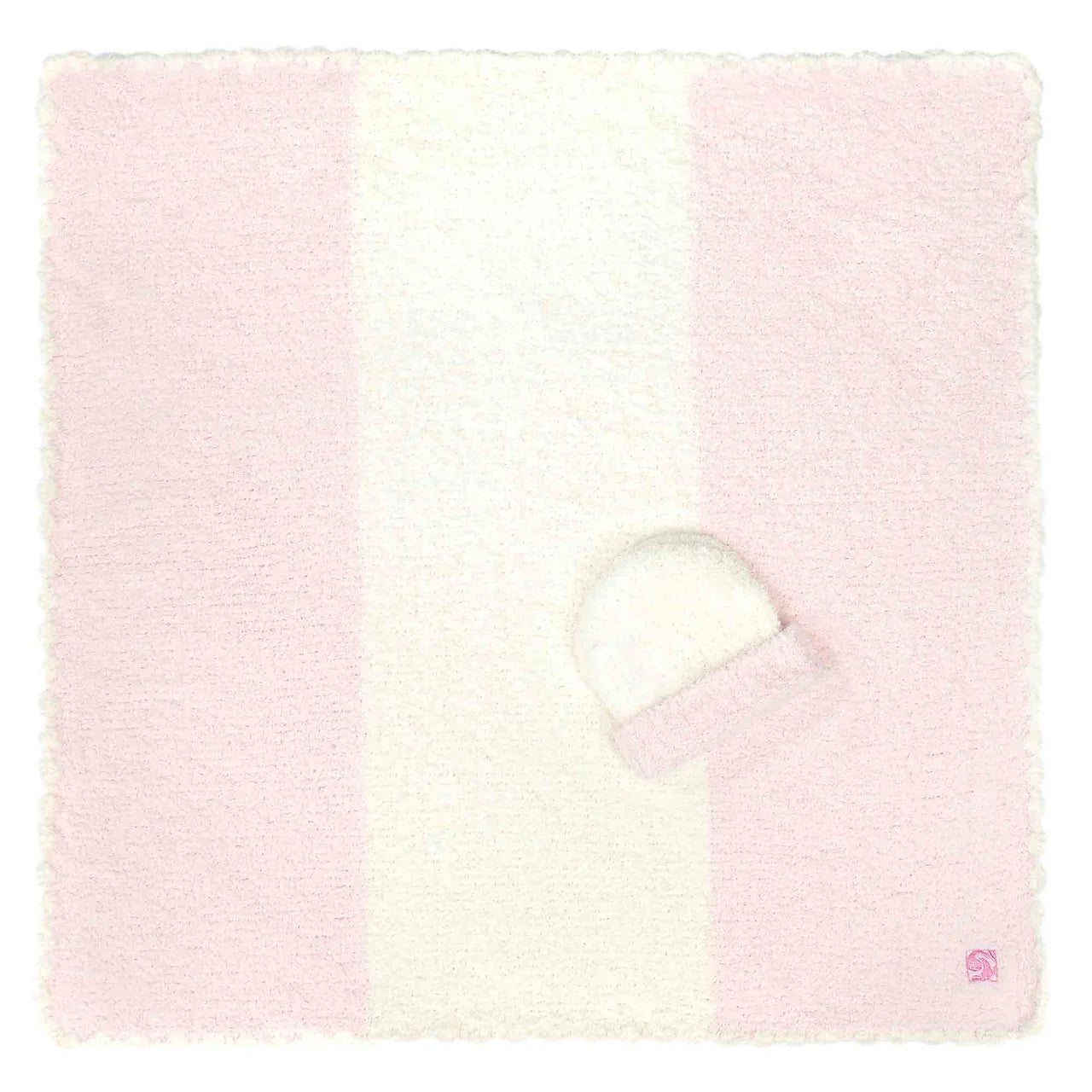 Pink/Creme Stripe with Cap Blanket