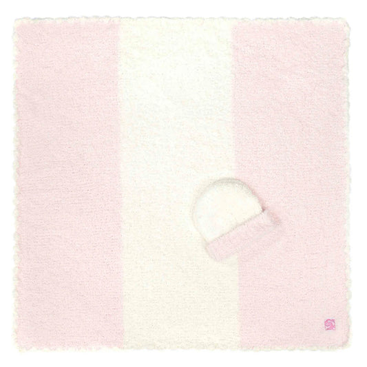 Pink/Creme Stripe with Cap Blanket