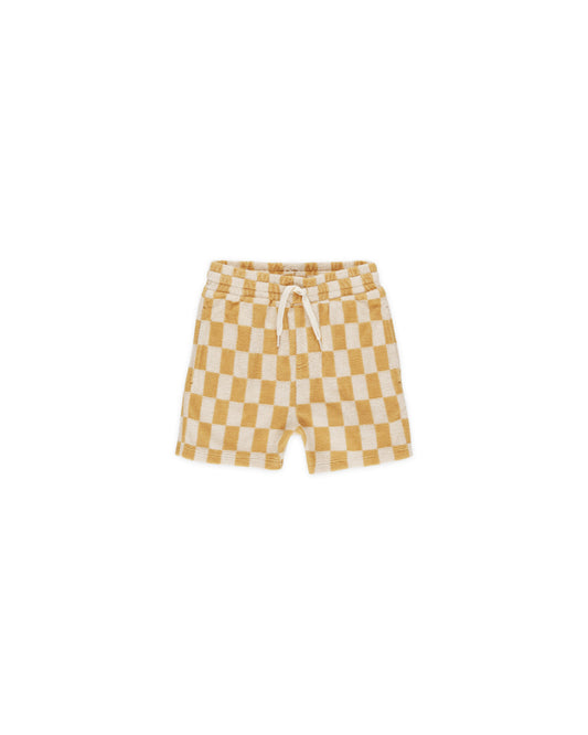 Terry Marigold Check Shorts Set
