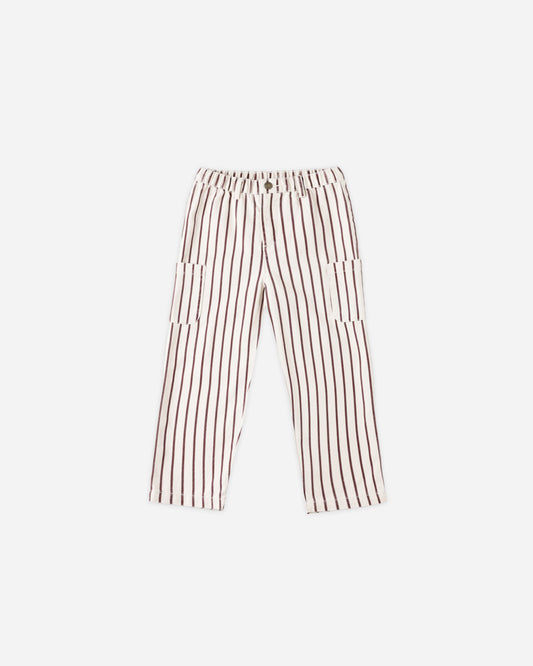 Burgundy Pinstripe Barrel Pants