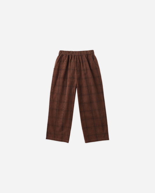 Brown Plaid  Corduroy Baggy Pants