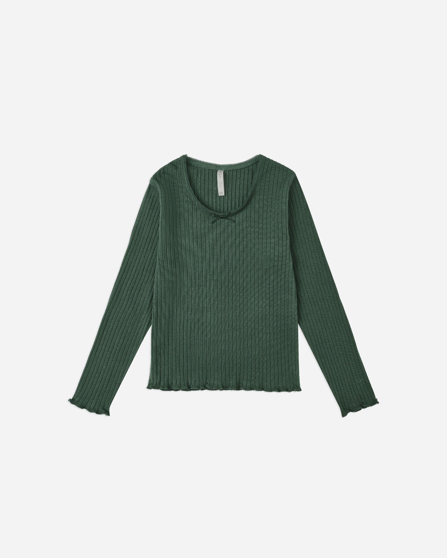 Green Ribbed LS Tee