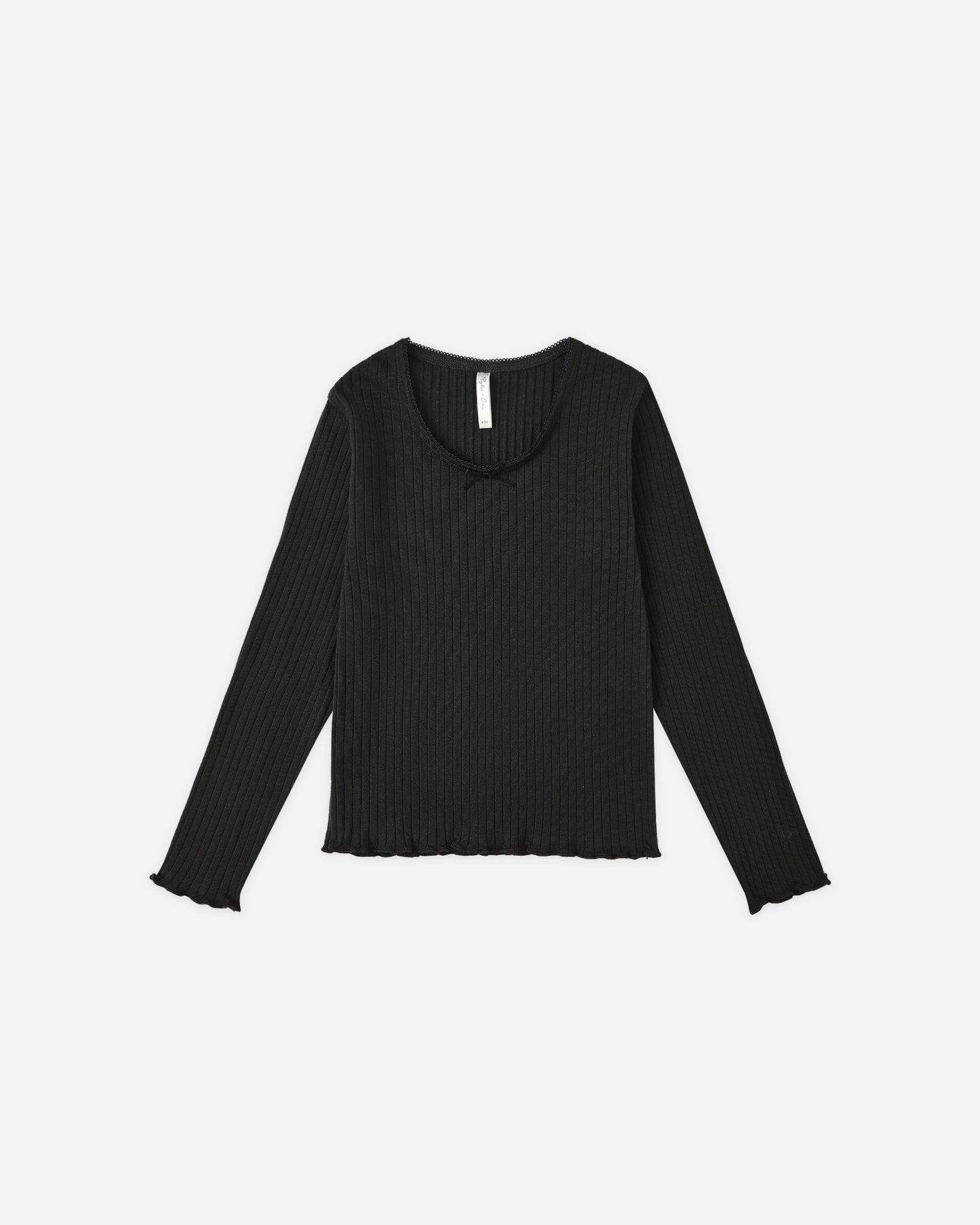 Black Ribbed LS Top