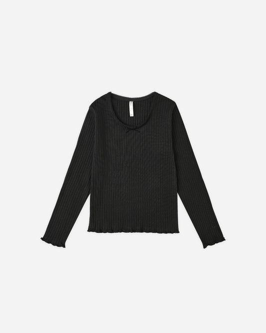 Black Ribbed LS Top