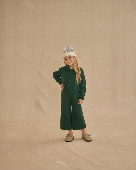Green Knit Wide Leg Pant