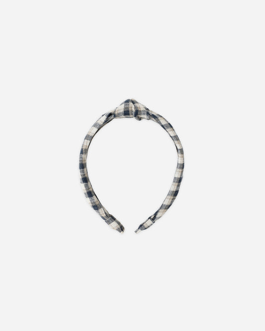 Knotted Navy Check Headband