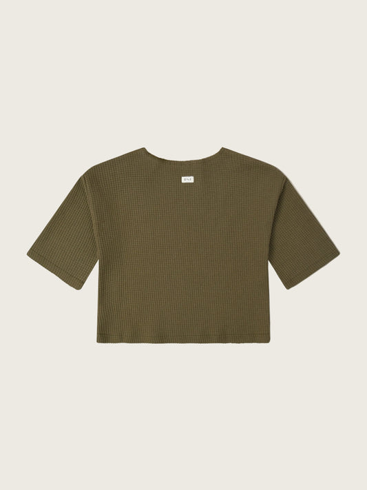 Olive Waffle Boxy Sweatshirt