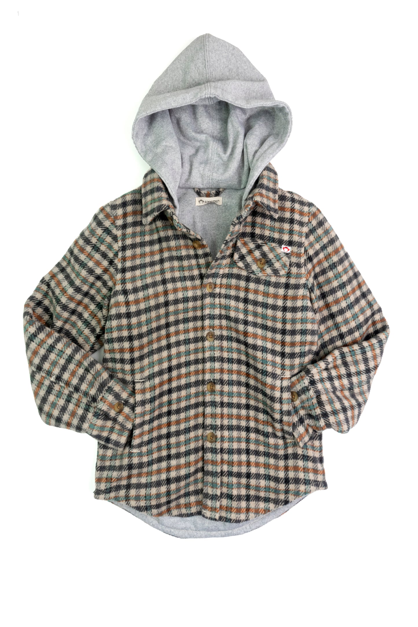 Beige and Teal Glen Hooded Plaid