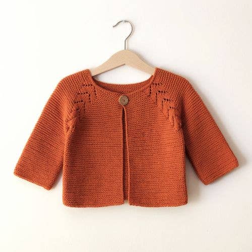 Organic Cotton Hand Knitted Brick Cardigan