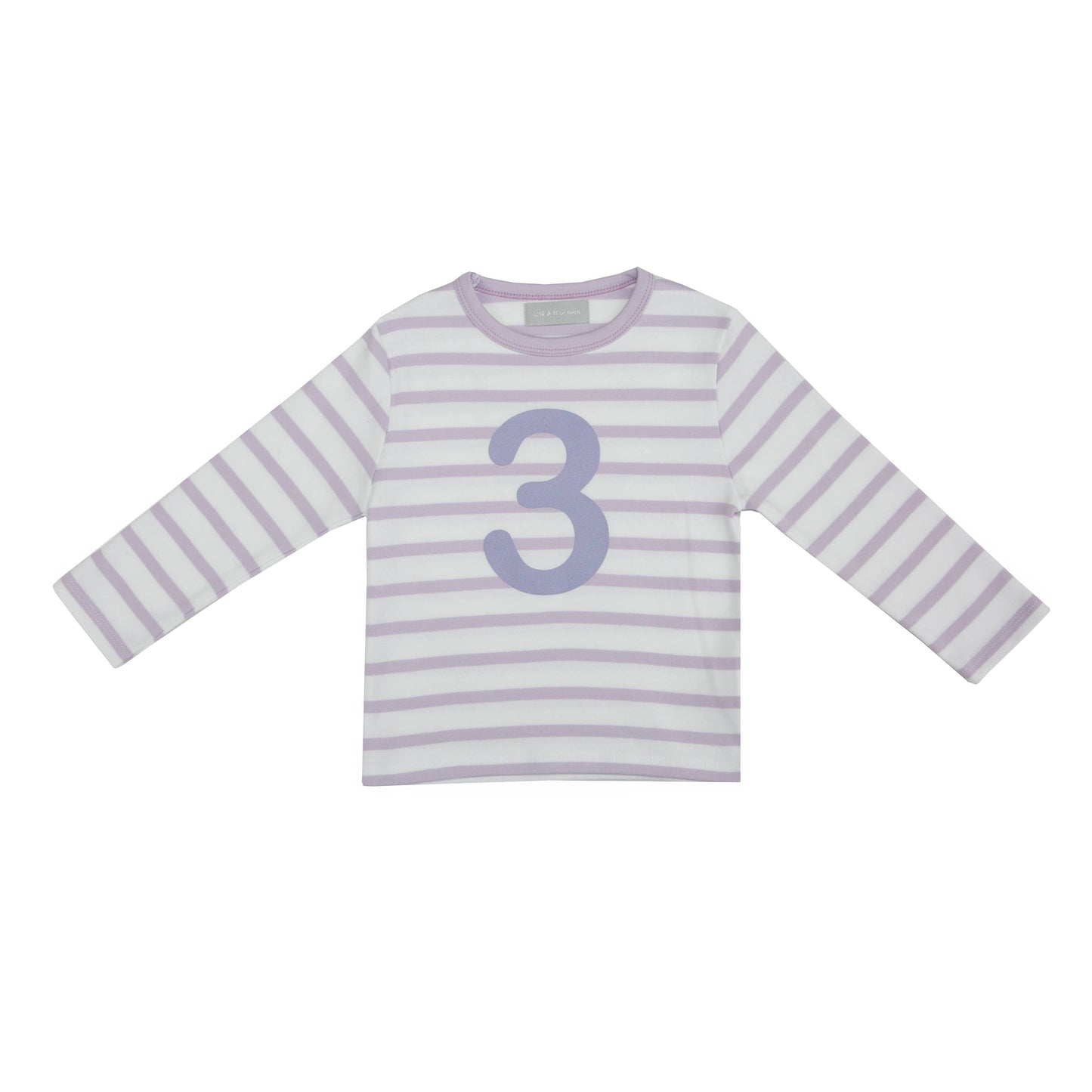 Violet & White Breton Striped Number 3 T Shirt