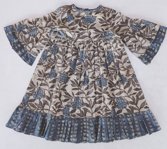 Leaf Print Ruffle Dress