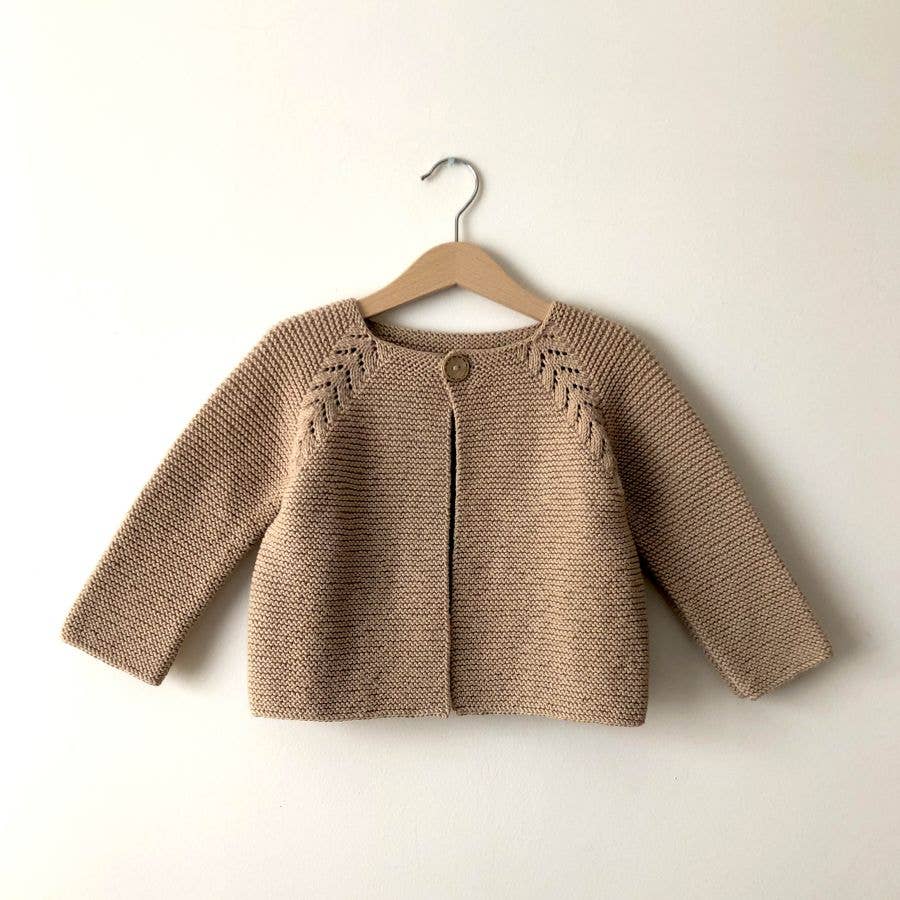 Organic Cotton Hand Knit Beige Cardigan