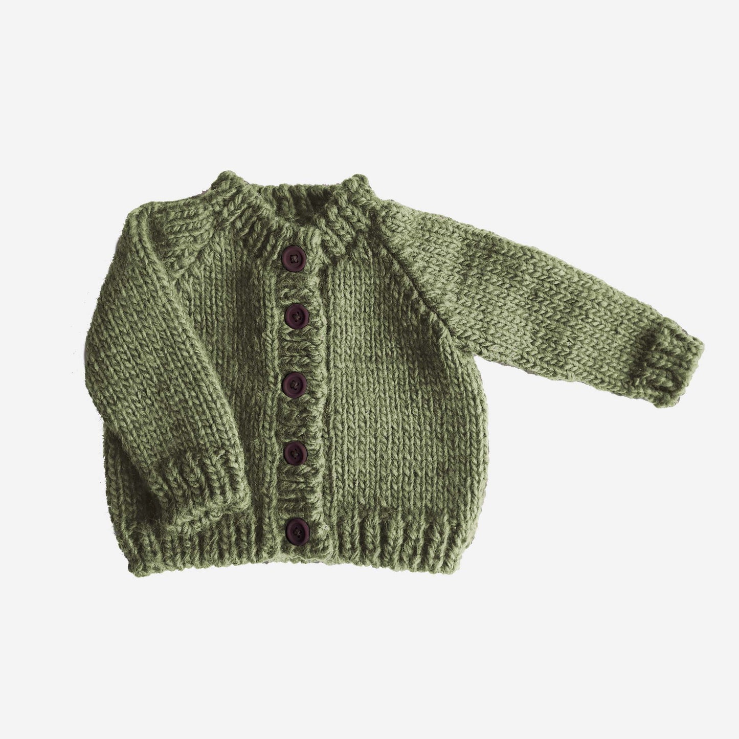 Olive Classic Cardigan | Hand Knit Sweater