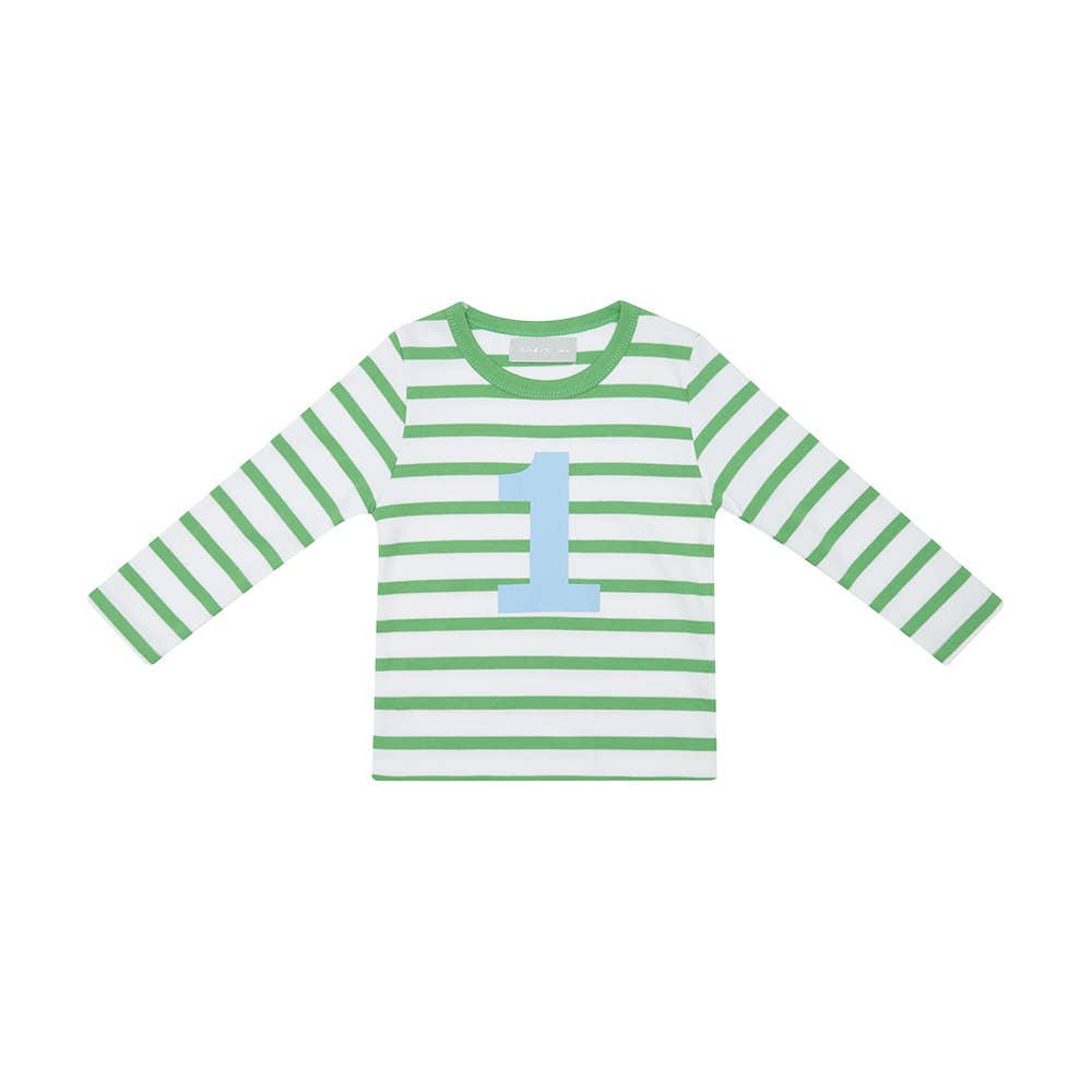 Grass Green & White Striped Numbers Shirt