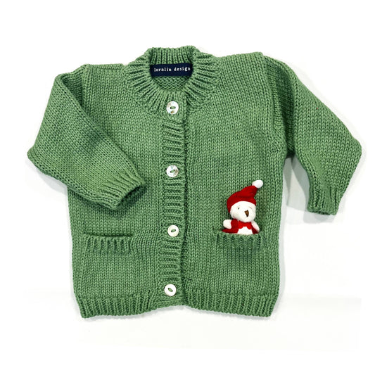 Santa Bear Baby Cardigan