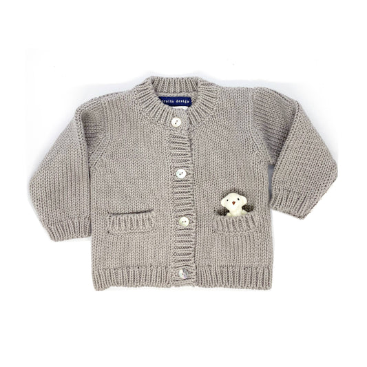 Grey Bear Baby Cardigan