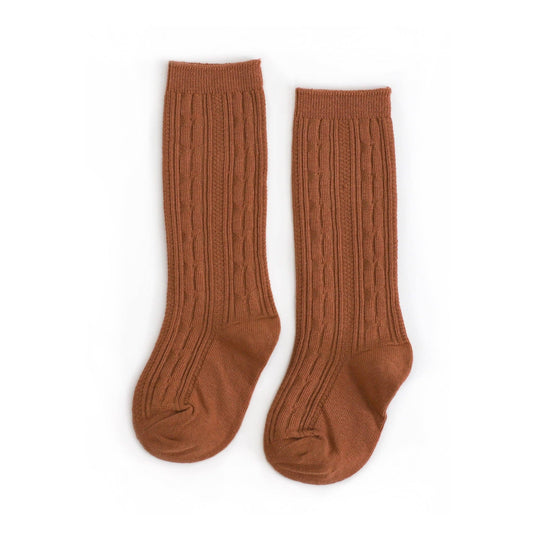 Sugar Almond Cable Knit Knee High Socks 1.5-3 year