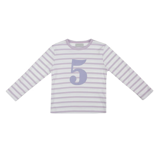 Violet & White Breton Striped Number 5 T Shirt