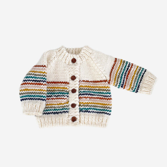 Retro Stripe Cardigan | Hand Knit Kid and Baby Sweater