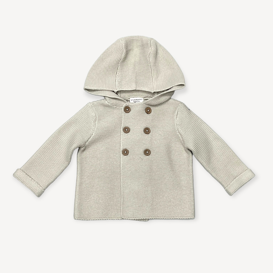 Stone Hooded Double Button Coat